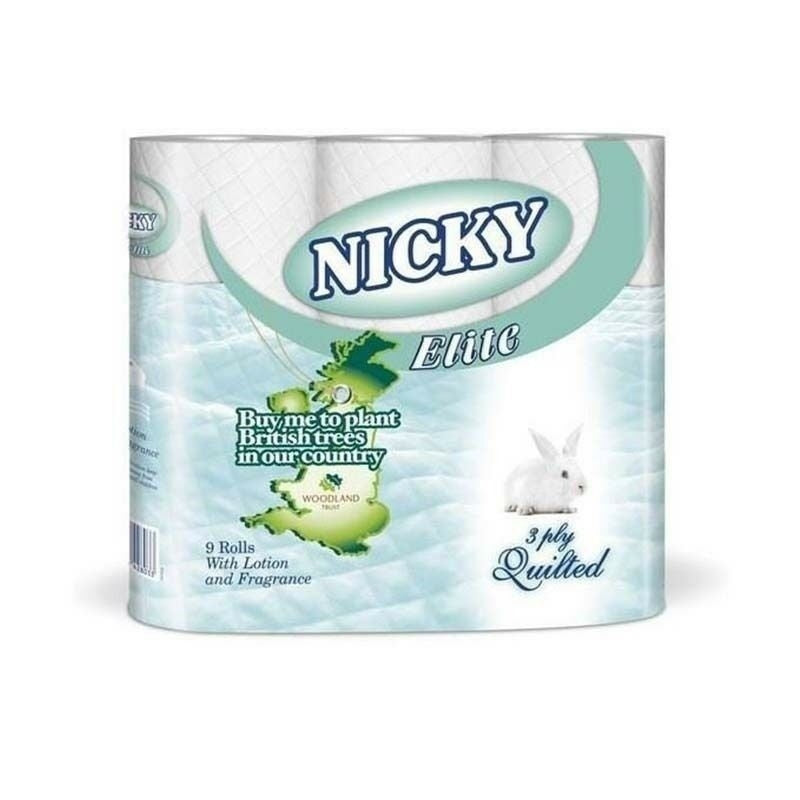 Nicky Elite White Toilet Rolls 9 Pack