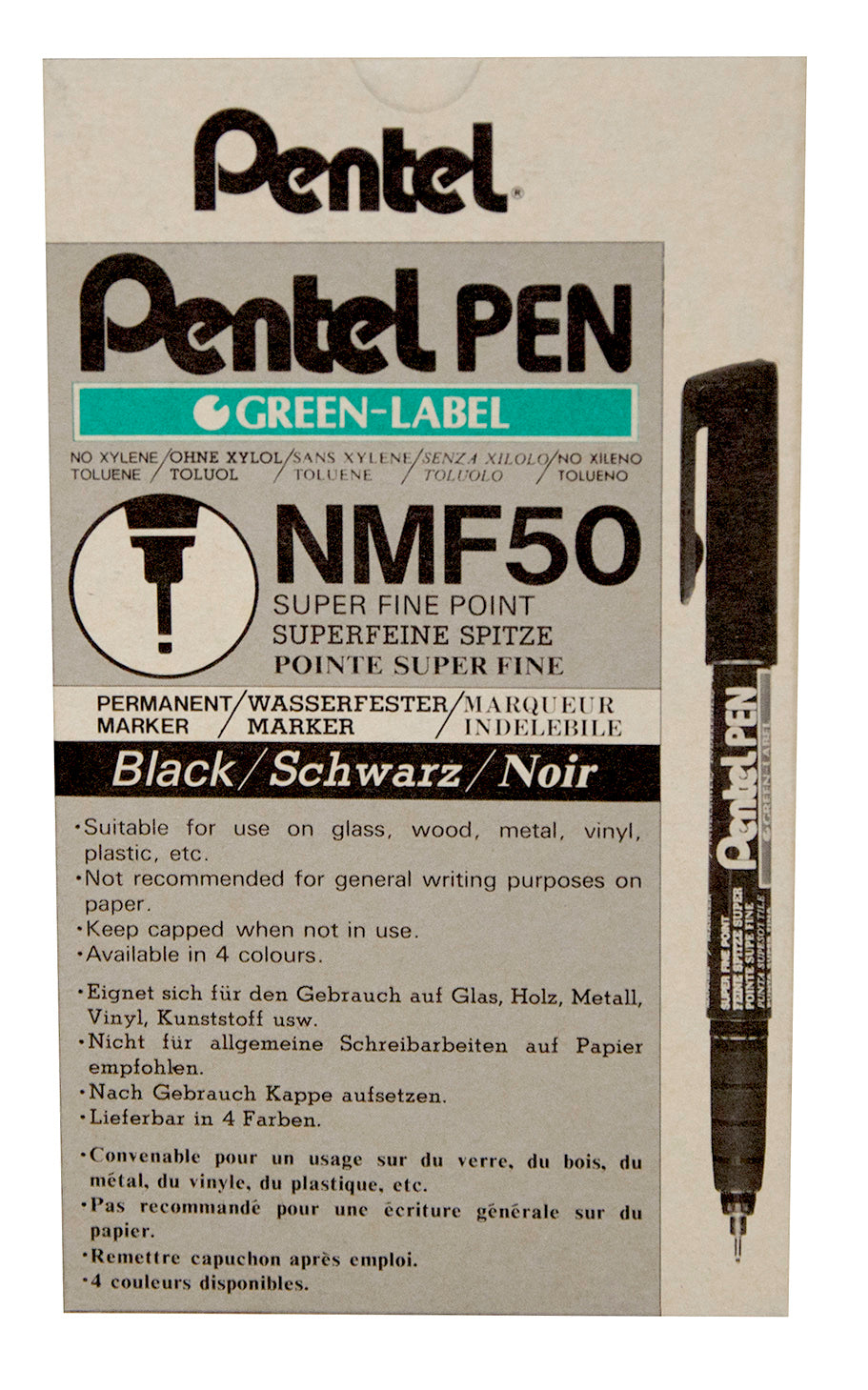 Pentel NMF50 Permanent Marker Superfine Tip 0.3mm Line Black (Pack 12) - NMF50-AO