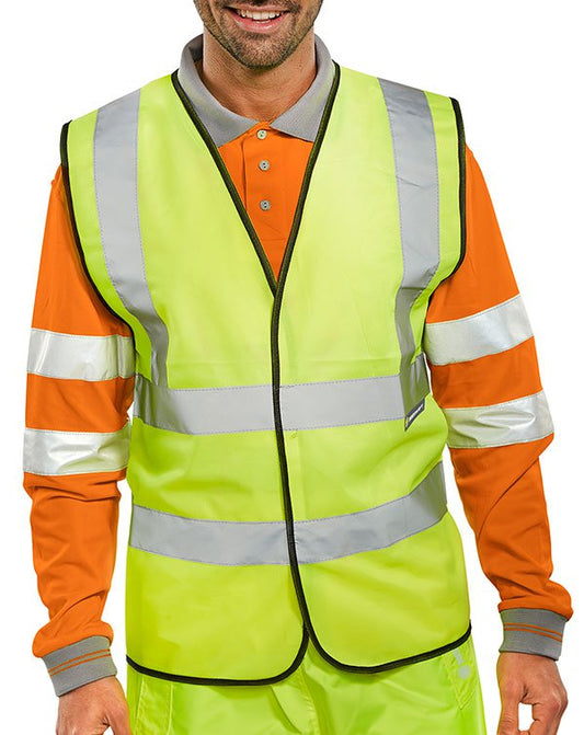 Beeswift High Visibility Large Vest Yellow - NWT FM SOLUTIONS - YOUR CATERING WHOLESALER