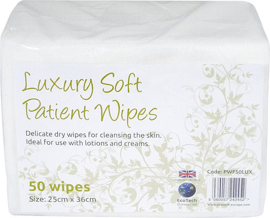 Soft Dry Patient Cleansing Wipes Luxury 25x36cm 50's - NWT FM SOLUTIONS - YOUR CATERING WHOLESALER