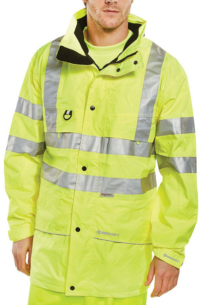 Beeswift Carnoustie 5XL Yellow Hi-Vis Jacket - NWT FM SOLUTIONS - YOUR CATERING WHOLESALER
