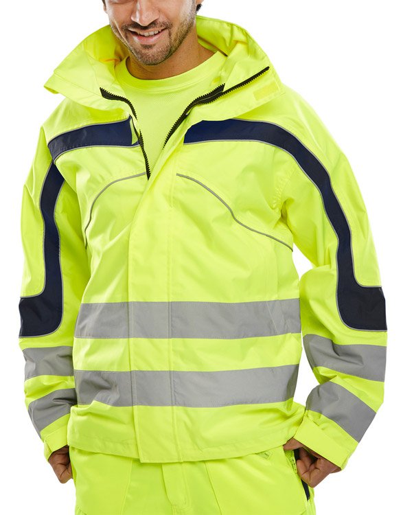 Beeswift Eton 5XL Yellow Hi-Vis Jacket - NWT FM SOLUTIONS - YOUR CATERING WHOLESALER