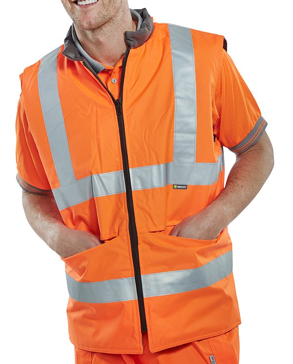 Beeswift Reversible Hi Vis Orange Large Bodywarmer - NWT FM SOLUTIONS - YOUR CATERING WHOLESALER