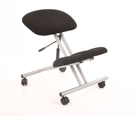 Kneeling Stool Black Fabric Silver Frame OP000072 - NWT FM SOLUTIONS - YOUR CATERING WHOLESALER
