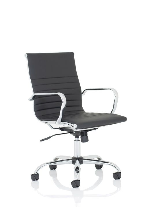 Nola Medium Black Soft Bonded Leather Executive Chair OP000225 - NWT FM SOLUTIONS - YOUR CATERING WHOLESALER
