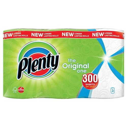 Plenty Kitchen Roll 100 Sheet 3 Pack - NWT FM SOLUTIONS - YOUR CATERING WHOLESALER