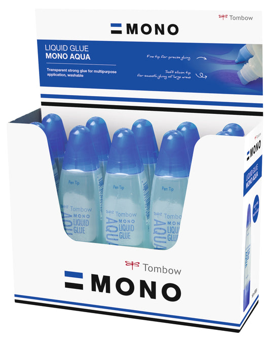 Tombow MONO Aqua Liquid Glue With Two Tips Transparent (Pack 10) - PT-WTC-10P - NWT FM SOLUTIONS - YOUR CATERING WHOLESALER