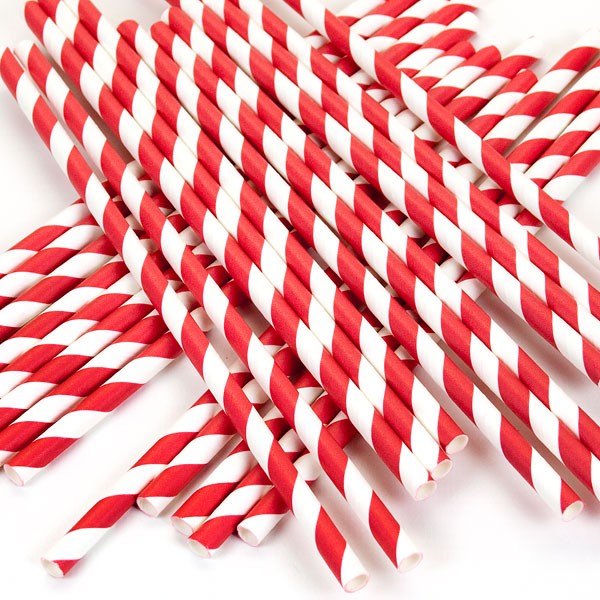 Belgravia Red & White Paper Stripey Straws Pack 500's