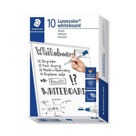 Staedtler Lumocolor Blue Bullet Tip Whiteboard Markers 10's - NWT FM SOLUTIONS - YOUR CATERING WHOLESALER