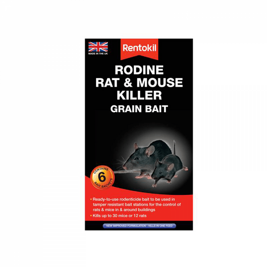 Rentokil Rodine Rat & Mouse Killer Grain Bait 6's - NWT FM SOLUTIONS - YOUR CATERING WHOLESALER