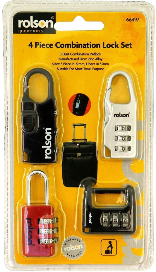 Rolson 4 Piece Combination Lock Set - NWT FM SOLUTIONS - YOUR CATERING WHOLESALER