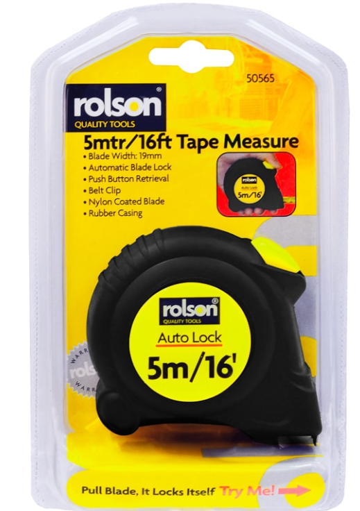 Rolson 5m Auto Lock Tape Measure - NWT FM SOLUTIONS - YOUR CATERING WHOLESALER