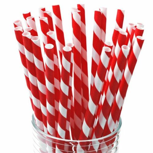 Belgravia Red & White Paper Stripey Straws Pack 500's