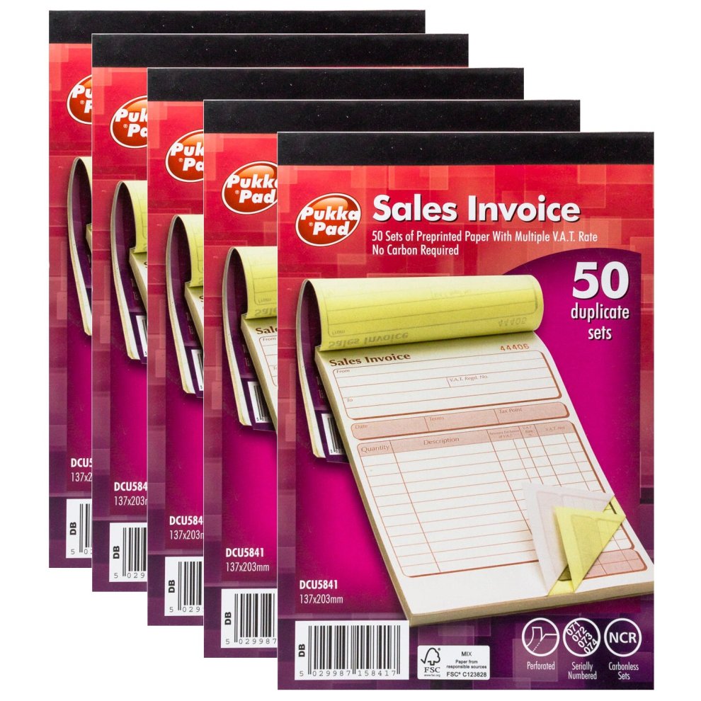 Pukka Sales Invoice 137x203mm Duplicate Book