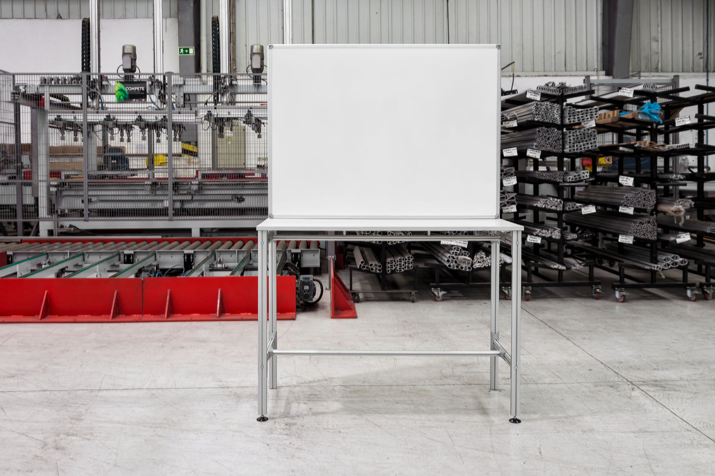 Bi-Office Desk with Magnetic Laquered Steel Whiteboard 1200x900mm Silver - SD162606