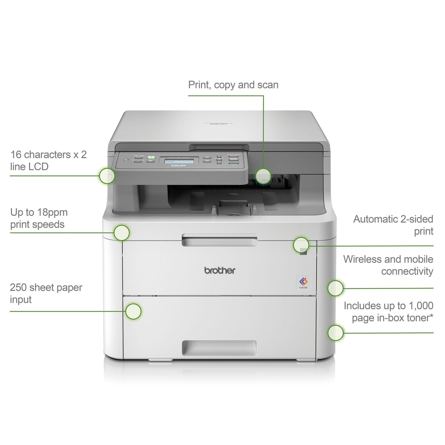 Brother DCPL3510CDW A4 Colour Laser 3in1 Printer