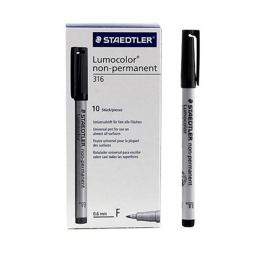 Staedtler 316-9 Lumocolor Black Non-Permanent Pack 10's - NWT FM SOLUTIONS - YOUR CATERING WHOLESALER