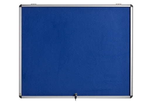 Bi-Office Fire Retardant Blue Felt Lockable Noticeboard Display Case 8 x A4 924x653mm - ST350101150 - NWT FM SOLUTIONS - YOUR CATERING WHOLESALER