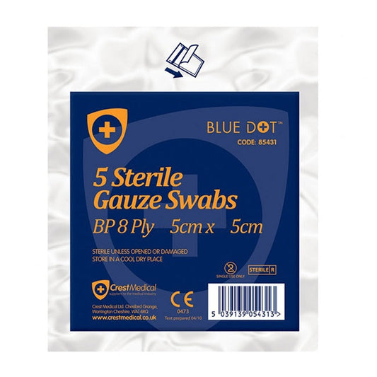 Click Medical Sterile Gauze Swabs 5x5cm Pack 5's - NWT FM SOLUTIONS - YOUR CATERING WHOLESALER