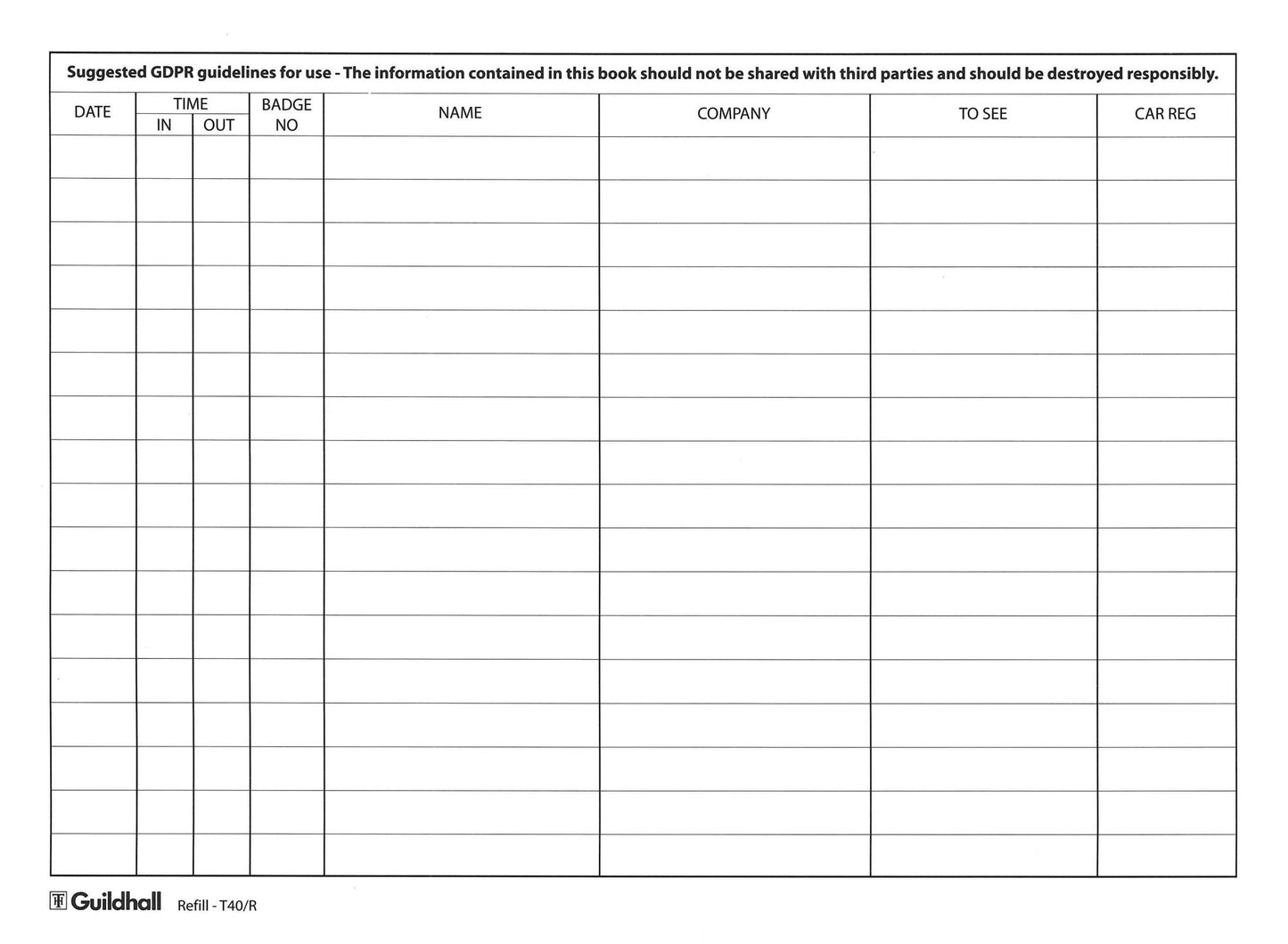 Guildhall Visitor Binder Loose Leaf PVC 3 Rings with 50 Sheets Black - T40Z