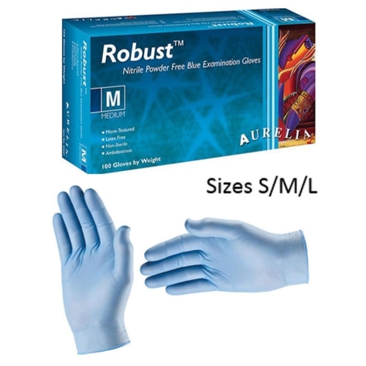 Robust Micro-Textured Blue Powder Free SMALL Nitrile Gloves 100's - NWT FM SOLUTIONS - YOUR CATERING WHOLESALER