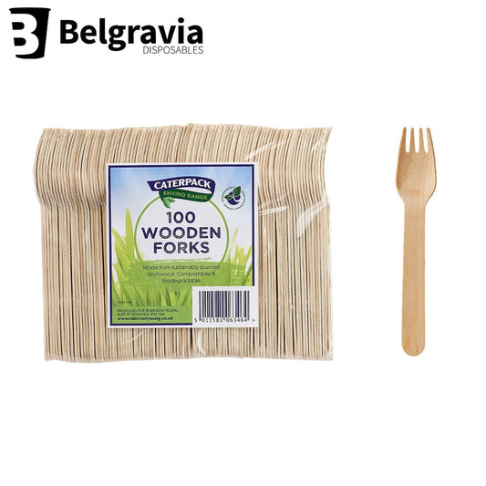 Belgravia CaterPack Wooden Forks Pack 100's - NWT FM SOLUTIONS - YOUR CATERING WHOLESALER