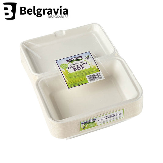 Belgravia Bio CaterPack 6x9inch Fish Chip Boxes Pack 50's - NWT FM SOLUTIONS - YOUR CATERING WHOLESALER