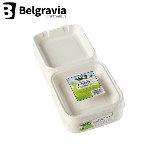 Belgravia Bio CaterPack 8x8inch Food Boxes Pack 50's - NWT FM SOLUTIONS - YOUR CATERING WHOLESALER