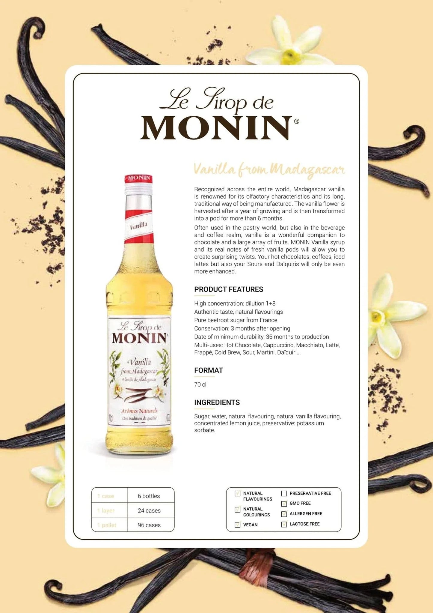 Monin Vanilla Coffee Syrup 1 Litre