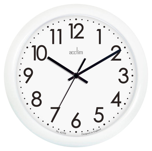 Acctim Abingdon White Wall Clock 25.5cm - NWT FM SOLUTIONS - YOUR CATERING WHOLESALER