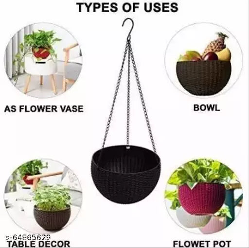 Fixtures Beige Rattan Hanging Basket 25cm x 16cm