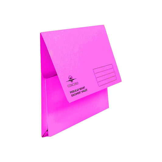 Brights Document Wallets Foolscap Half Flap Pink 50's - NWT FM SOLUTIONS - YOUR CATERING WHOLESALER
