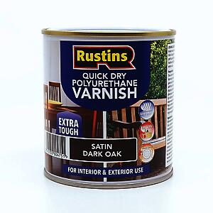 Rustins Quick Drying Poly Varnish Satin Dark Oak 250Ml