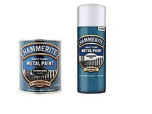 Hammerite Spray Paint For Metal. Direct To Rust Exterior Black Metal Paint 400Ml Aerosol