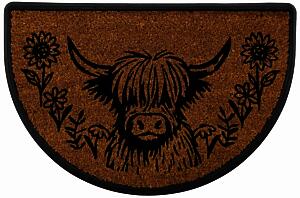 RUBBER/COIR MAT TRAY COW HALFMOON