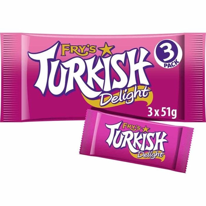 Fry's Turkish Delight | Classic Rose-Flavoured Chocolate Treats with Soft Jelly Centre | 3 x 51g