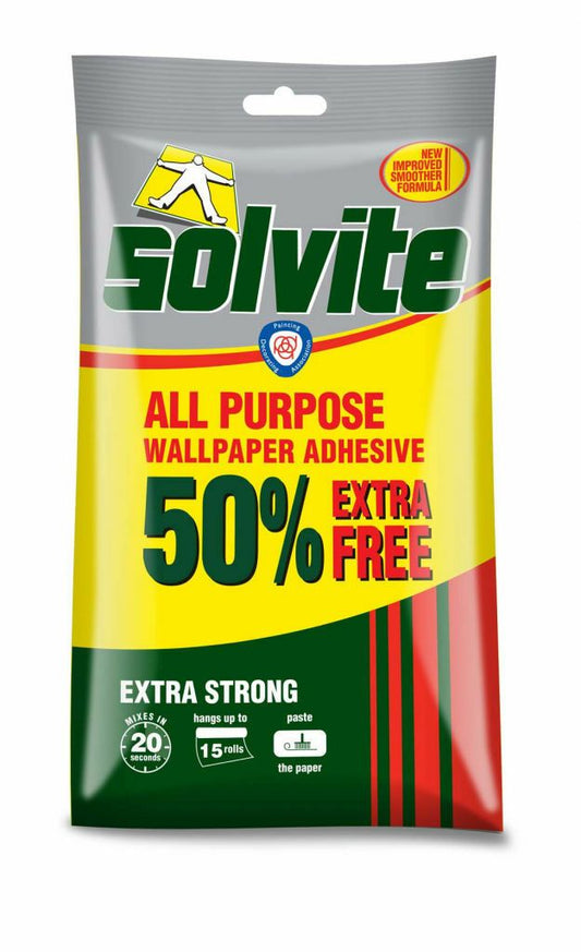 Solvite All Purpose Wallpaper Adhesive 10 Roll +50%free (Hangs Up To 15 Rolls)