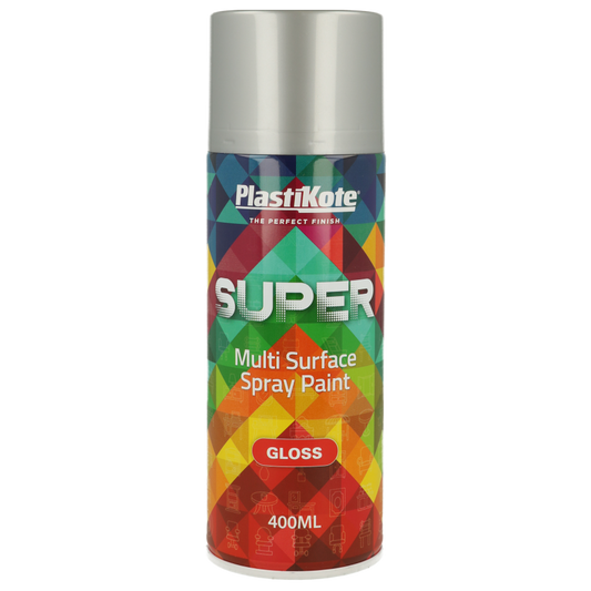 PlastiKote SUPER Spray Paint | Aluminium | 400ml | Gloss Finish