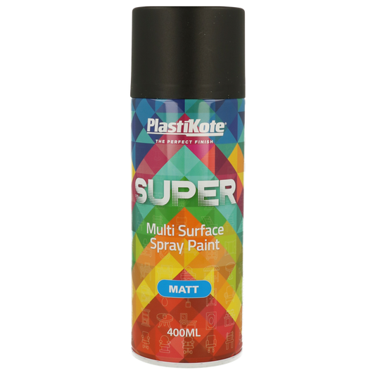 Plasti-Kote SUPER Interior and Exterior Spray 400ml MATT BLACK