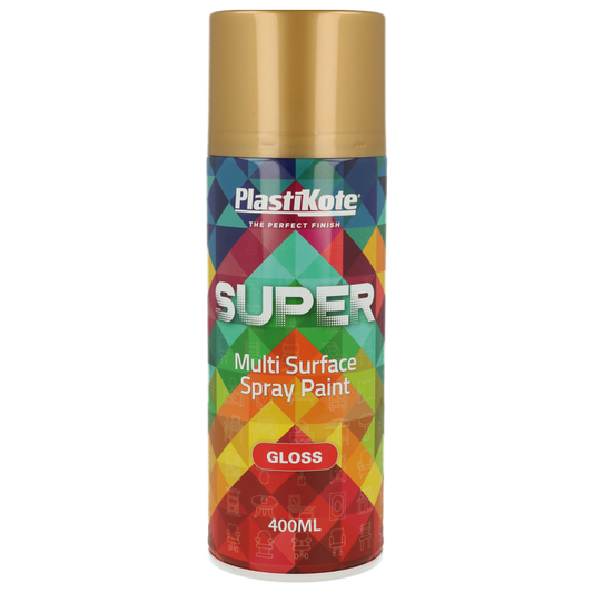 PlastiKote SUPER Spray Paint | Gold | 400ml | Gloss Finish