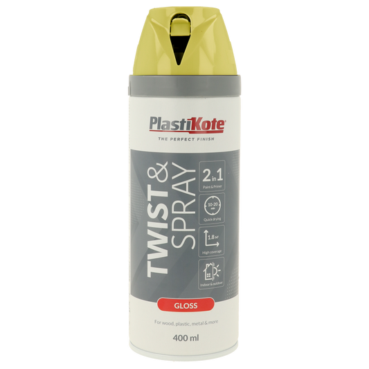 Plastikote Premium Paint Spray | Gloss Finish | Yellow | 400ml.
