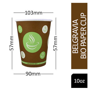 10oz Belgravia Biodegradable & Compostable  Single Walled Paper Cups - NWT FM SOLUTIONS