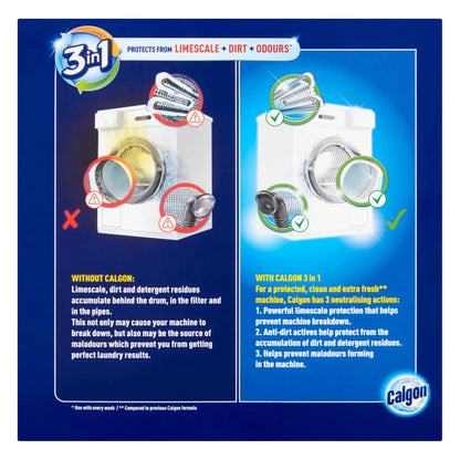 Calgon 4-in-1 Washing Machine Cleaner and Water Softener Tablets, 75's