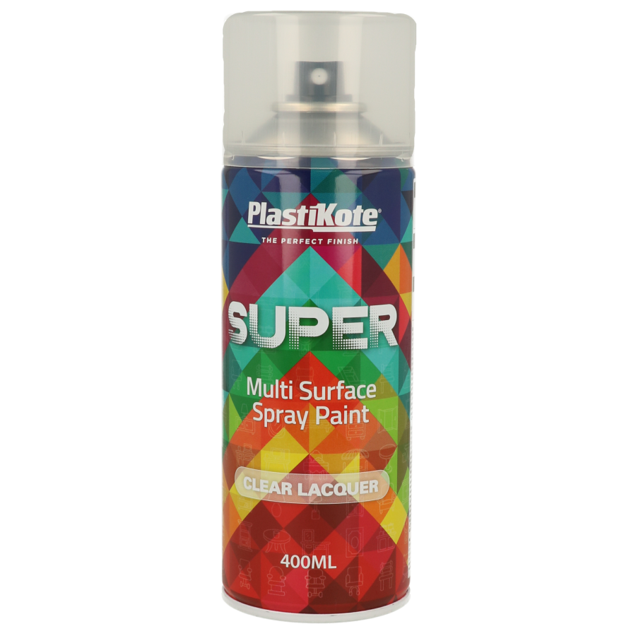 Plasti-Kote SUPER Interior & Exterior Spray 400ml CLEAR Lacquer.