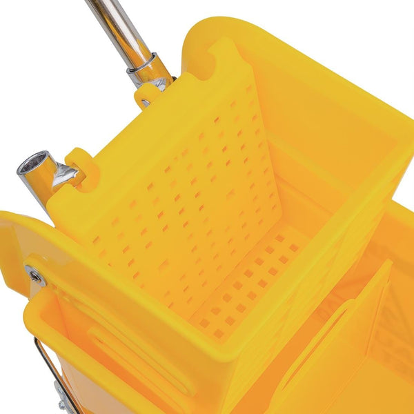 Yellow Colour Coded Wheeled Mop Bucket & Wringer 17L