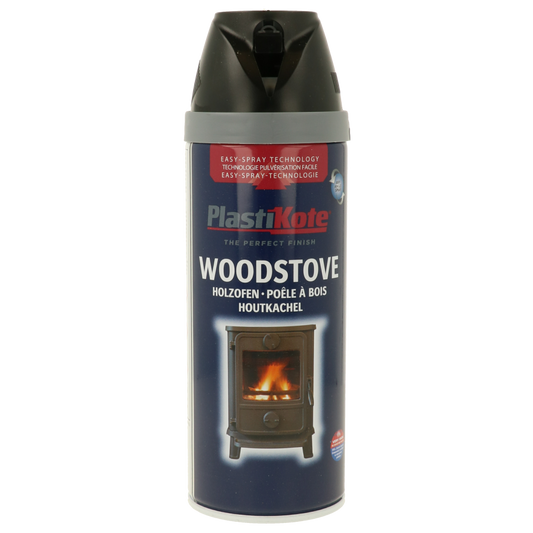 Plastikote Twist and Spray | Woodstove Spray Paint | Heat Resisitant Paint | Black | 400ml.