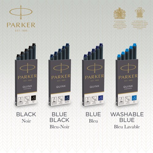 Parker Quink Permanent Ink Cartridge 12x5 Blue (Pack of 60) S0881580