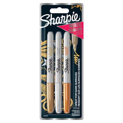 Sharpie Permanent Marker Fine Metallic Assorted (Pack of 3) 1849114