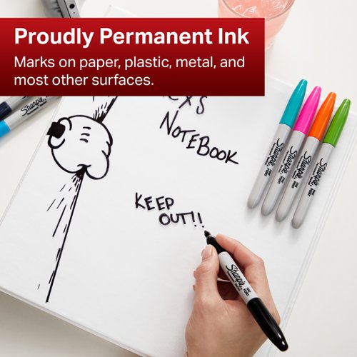 Sharpie Permanent Marker Fine Black (Pack of 5) 1986051