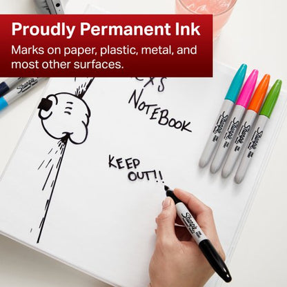 Sharpie Permanent Marker Fine Black (Pack of 5) 1986051